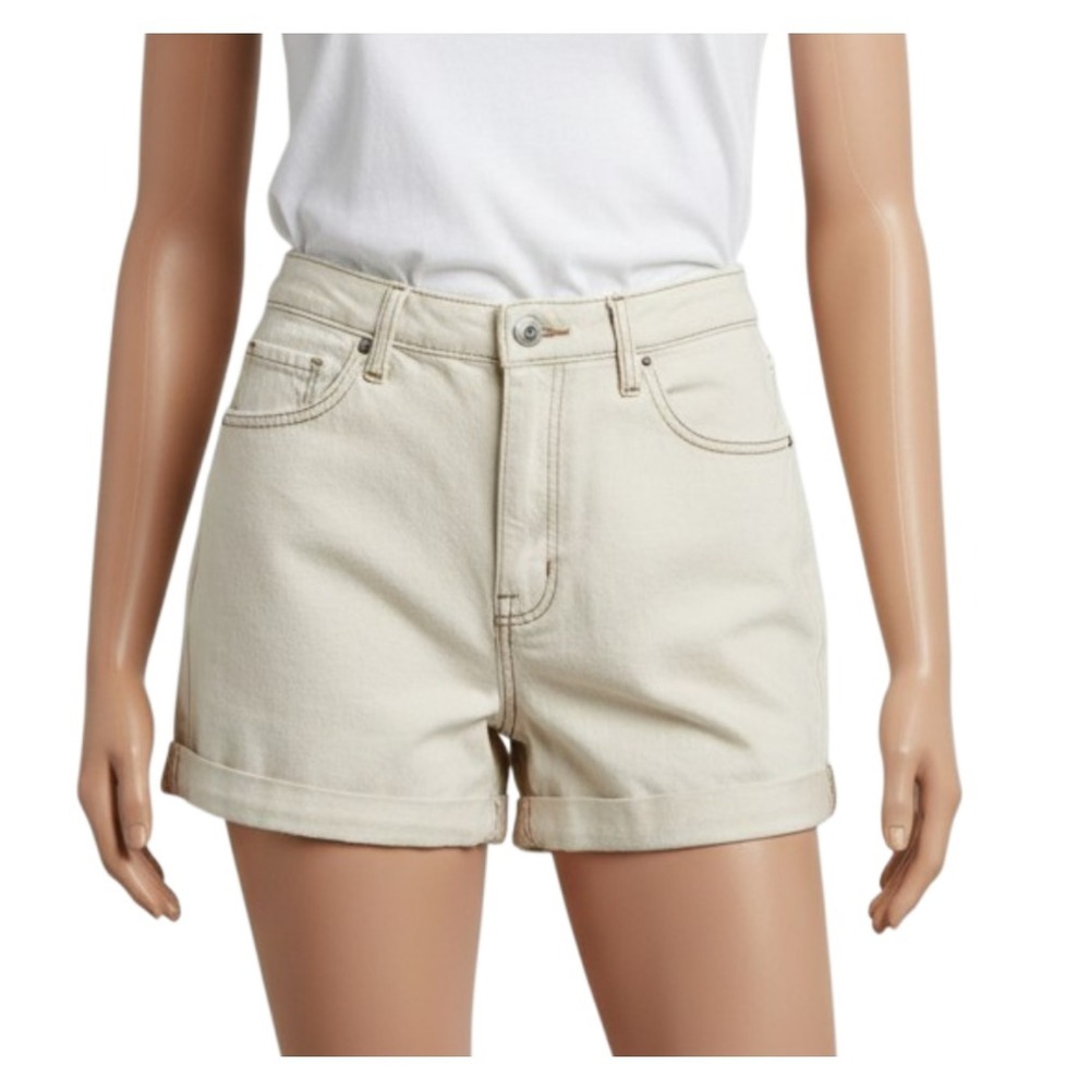 Wild Fable Shorts 12 Cream Contrast Stitch Super High Rise Cuffed Utility Y2K
